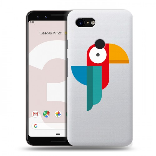 Полупрозрачный дизайнерский пластиковый чехол для Google Pixel 3 Прозрачные попугаи
