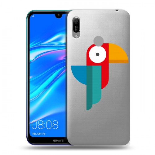 Полупрозрачный дизайнерский пластиковый чехол для Huawei Y6 (2019) Прозрачные попугаи