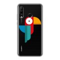 Полупрозрачный дизайнерский силиконовый чехол для Huawei P30 Lite Прозрачные попугаи