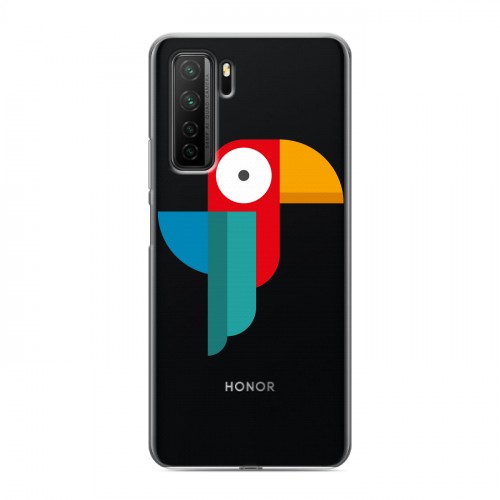 Полупрозрачный дизайнерский силиконовый с усиленными углами чехол для Huawei Honor 30S Прозрачные попугаи
