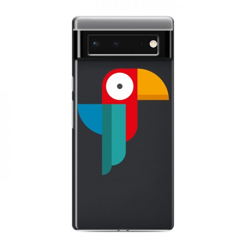 Полупрозрачный дизайнерский силиконовый с усиленными углами чехол для Google Pixel 6 Прозрачные попугаи