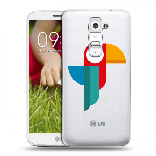 Полупрозрачный дизайнерский пластиковый чехол для LG Optimus G2 mini Прозрачные попугаи
