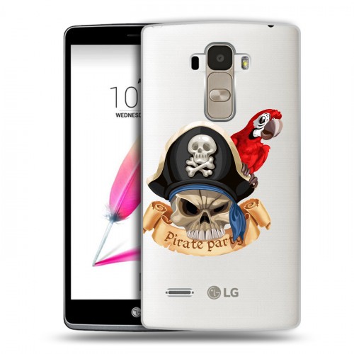 Полупрозрачный дизайнерский пластиковый чехол для LG G4 Stylus Прозрачные попугаи