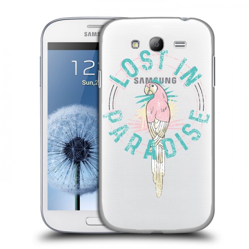 Полупрозрачный дизайнерский пластиковый чехол для Samsung Galaxy Grand Прозрачные попугаи
