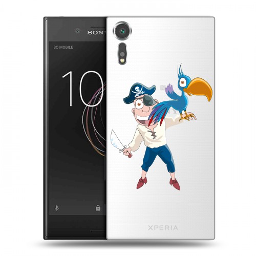 Полупрозрачный дизайнерский пластиковый чехол для Sony Xperia XZs Прозрачные попугаи