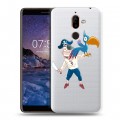 Полупрозрачный дизайнерский пластиковый чехол для Nokia 7 Plus Прозрачные попугаи