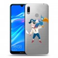 Полупрозрачный дизайнерский пластиковый чехол для Huawei Y6 (2019) Прозрачные попугаи