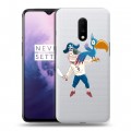 Полупрозрачный дизайнерский пластиковый чехол для OnePlus 7 Прозрачные попугаи