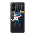 Полупрозрачный дизайнерский силиконовый чехол для Xiaomi Poco C65 Прозрачные попугаи