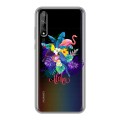 Полупрозрачный дизайнерский силиконовый чехол для Huawei Y8p Прозрачные попугаи