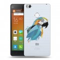 Полупрозрачный дизайнерский пластиковый чехол для Xiaomi Mi4S Прозрачные попугаи