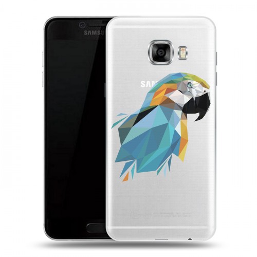 Полупрозрачный дизайнерский пластиковый чехол для Samsung Galaxy C5 Прозрачные попугаи
