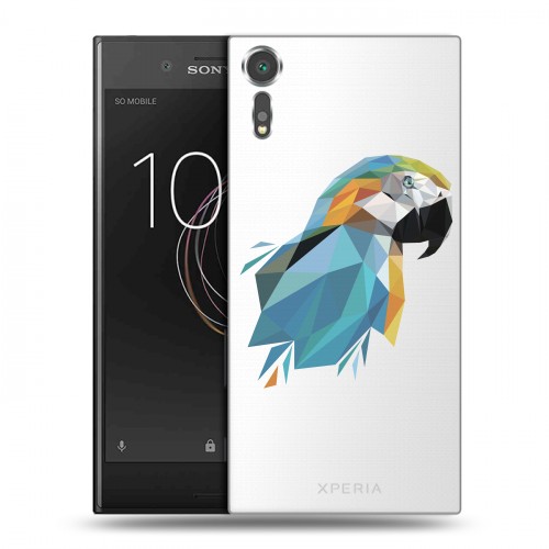 Полупрозрачный дизайнерский пластиковый чехол для Sony Xperia XZs Прозрачные попугаи