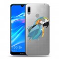 Полупрозрачный дизайнерский пластиковый чехол для Huawei Y6 (2019) Прозрачные попугаи