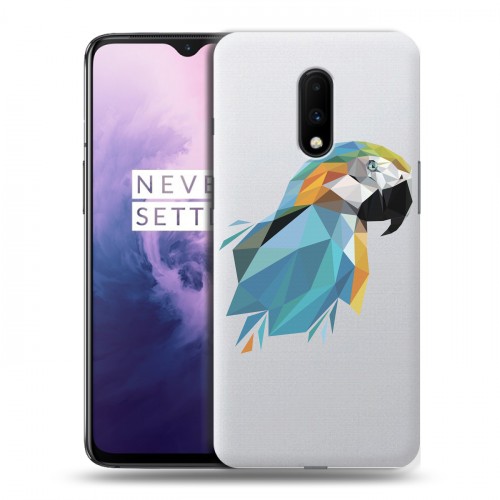 Полупрозрачный дизайнерский пластиковый чехол для OnePlus 7 Прозрачные попугаи