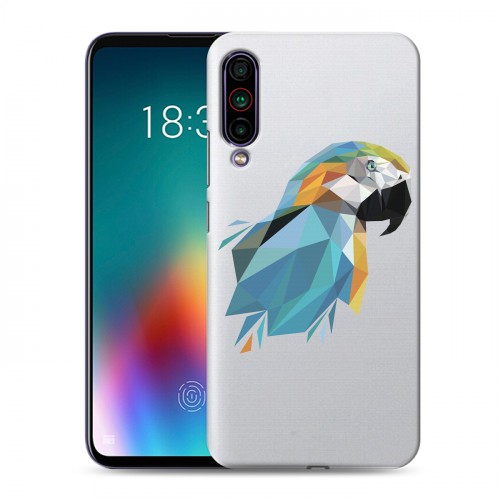 Полупрозрачный дизайнерский силиконовый чехол для Meizu 16T Прозрачные попугаи