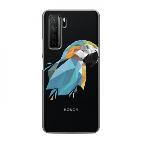 Полупрозрачный дизайнерский силиконовый с усиленными углами чехол для Huawei Honor 30S Прозрачные попугаи