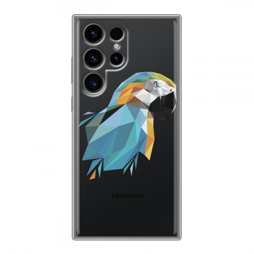 Полупрозрачный дизайнерский силиконовый чехол для Samsung Galaxy S24 Ultra Прозрачные попугаи