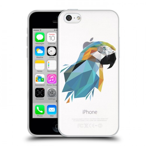 Полупрозрачный дизайнерский пластиковый чехол для Iphone 5c Прозрачные попугаи