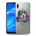 Полупрозрачный дизайнерский пластиковый чехол для Huawei Y6 (2019) Прозрачные попугаи