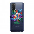 Полупрозрачный дизайнерский пластиковый чехол для Samsung Galaxy A02s Прозрачные попугаи