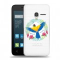 Полупрозрачный дизайнерский пластиковый чехол для Alcatel One Touch Pixi 3 (4.5) Прозрачные попугаи