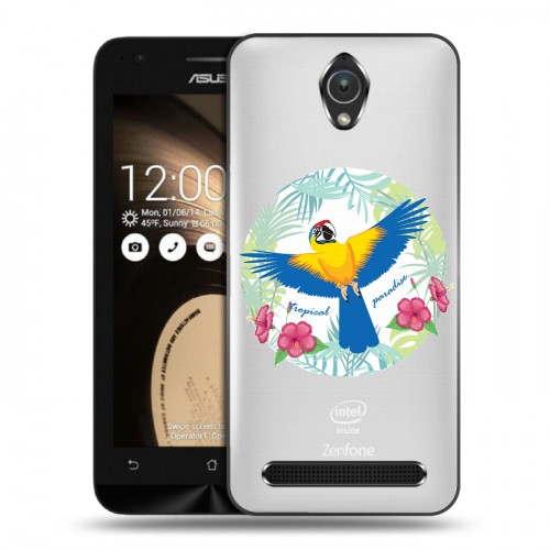 Полупрозрачный дизайнерский пластиковый чехол для ASUS ZenFone Go 4.5 Прозрачные попугаи