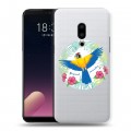 Полупрозрачный дизайнерский пластиковый чехол для Meizu 15 Plus Прозрачные попугаи