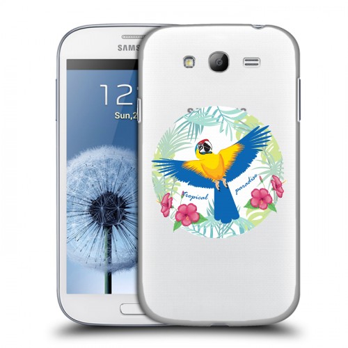 Полупрозрачный дизайнерский пластиковый чехол для Samsung Galaxy Grand Прозрачные попугаи