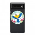 Полупрозрачный дизайнерский силиконовый с усиленными углами чехол для Google Pixel 6 Прозрачные попугаи