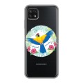Полупрозрачный дизайнерский силиконовый с усиленными углами чехол для Samsung Galaxy A22s 5G Прозрачные попугаи