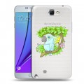 Полупрозрачный дизайнерский пластиковый чехол для Samsung Galaxy Note 2 Прозрачные попугаи