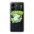 Полупрозрачный дизайнерский пластиковый чехол для Xiaomi Poco C65 Прозрачные попугаи