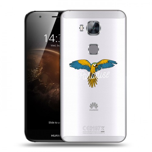 Полупрозрачный дизайнерский пластиковый чехол для Huawei G8 Прозрачные попугаи