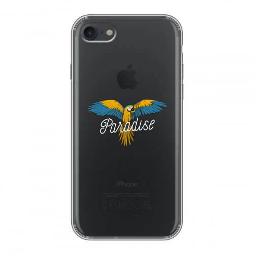 Полупрозрачный дизайнерский силиконовый с усиленными углами чехол для Iphone 7 Прозрачные попугаи
