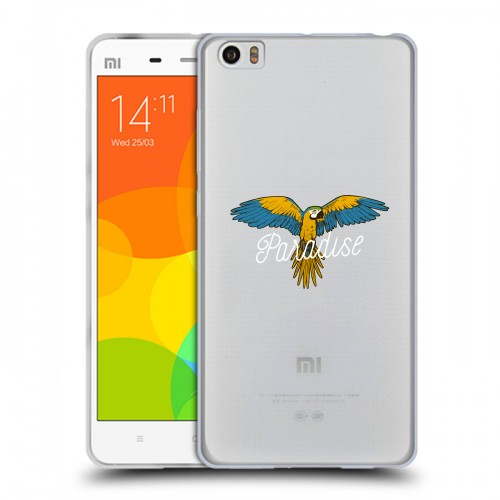 Полупрозрачный дизайнерский пластиковый чехол для Xiaomi Mi Note Прозрачные попугаи