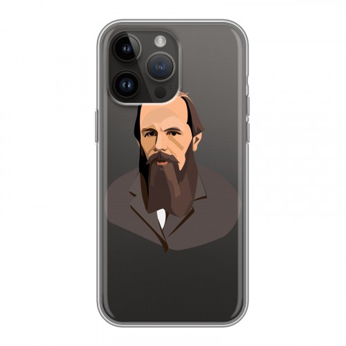 Полупрозрачный дизайнерский силиконовый чехол для Iphone 14 Pro Max Прозрачные русские писатели
