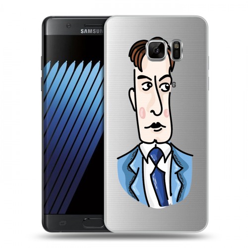 Полупрозрачный дизайнерский пластиковый чехол для Samsung Galaxy Note 7 Прозрачные русские писатели