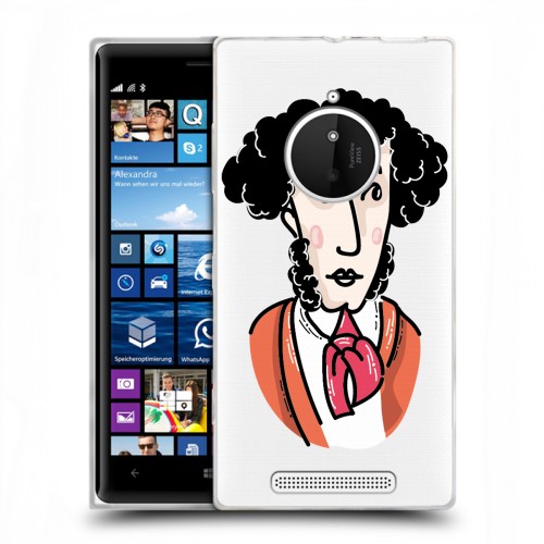 Полупрозрачный дизайнерский пластиковый чехол для Nokia Lumia 830 Прозрачные русские писатели