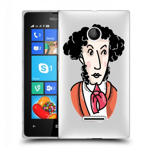 Полупрозрачный дизайнерский пластиковый чехол для Microsoft Lumia 435 Прозрачные русские писатели