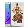 Полупрозрачный дизайнерский пластиковый чехол для Samsung Galaxy Note 2 Прозрачные русские писатели