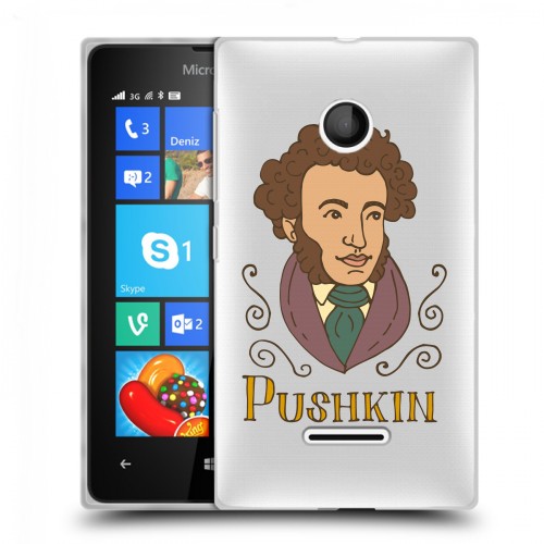 Полупрозрачный дизайнерский пластиковый чехол для Microsoft Lumia 435 Прозрачные русские писатели