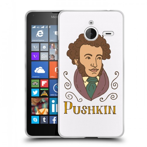 Полупрозрачный дизайнерский пластиковый чехол для Microsoft Lumia 640 XL Прозрачные русские писатели
