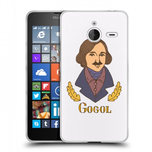 Полупрозрачный дизайнерский пластиковый чехол для Microsoft Lumia 640 XL Прозрачные русские писатели