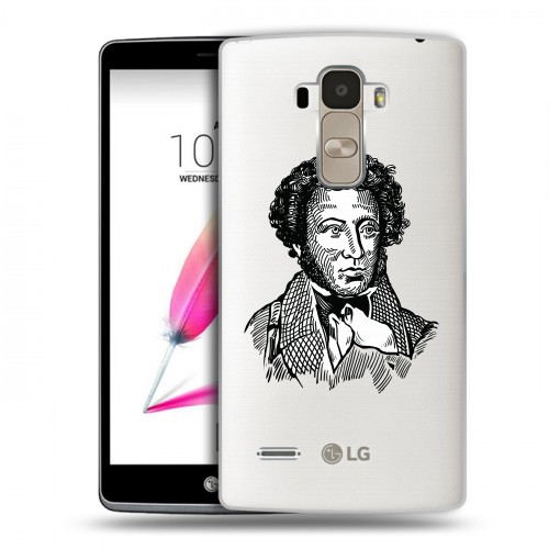 Полупрозрачный дизайнерский силиконовый чехол для LG G4 Stylus Прозрачные русские писатели