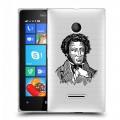 Полупрозрачный дизайнерский пластиковый чехол для Microsoft Lumia 435 Прозрачные русские писатели