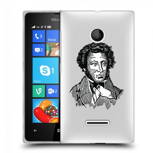 Полупрозрачный дизайнерский пластиковый чехол для Microsoft Lumia 435 Прозрачные русские писатели