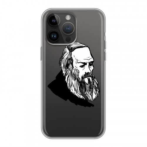 Дизайнерский силиконовый чехол для Iphone 14 Pro Max Прозрачные русские писатели