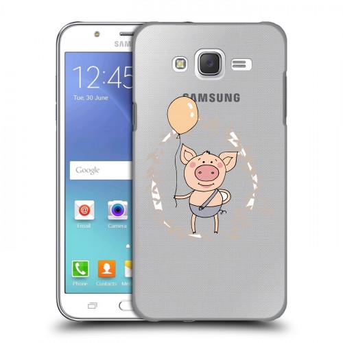 Полупрозрачный дизайнерский пластиковый чехол для Samsung Galaxy J5 Прозрачные свинки