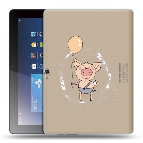 Полупрозрачный дизайнерский пластиковый чехол для Huawei MediaPad M2 10 Прозрачные свинки